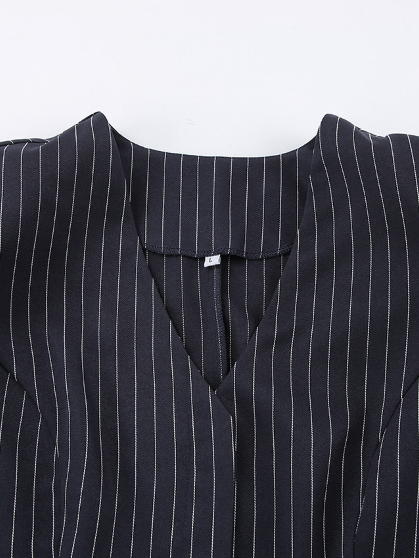 Belle Bijouix striped blazer set, navy pinstripe with lapels, size L