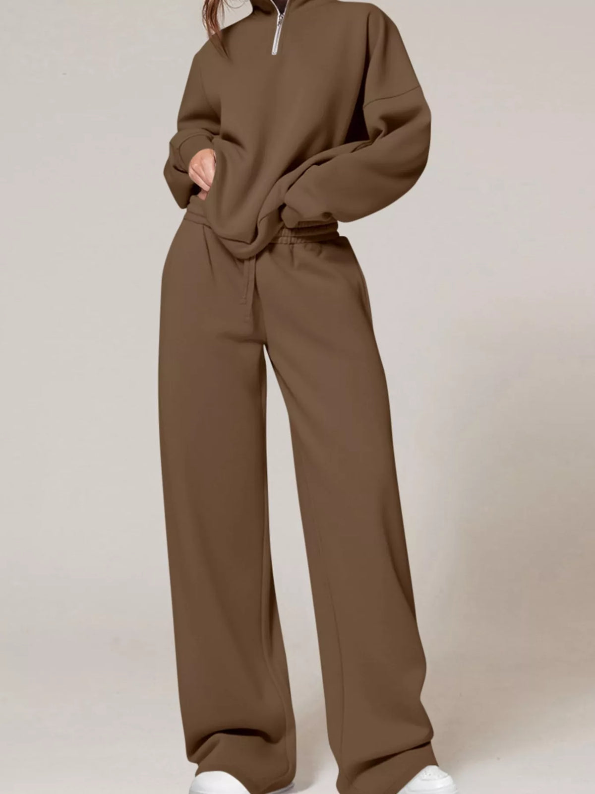 Half-Zip Sweatshirt & Wide-Leg Sweatpants Set by Belle Bijouix – view 3 of 27