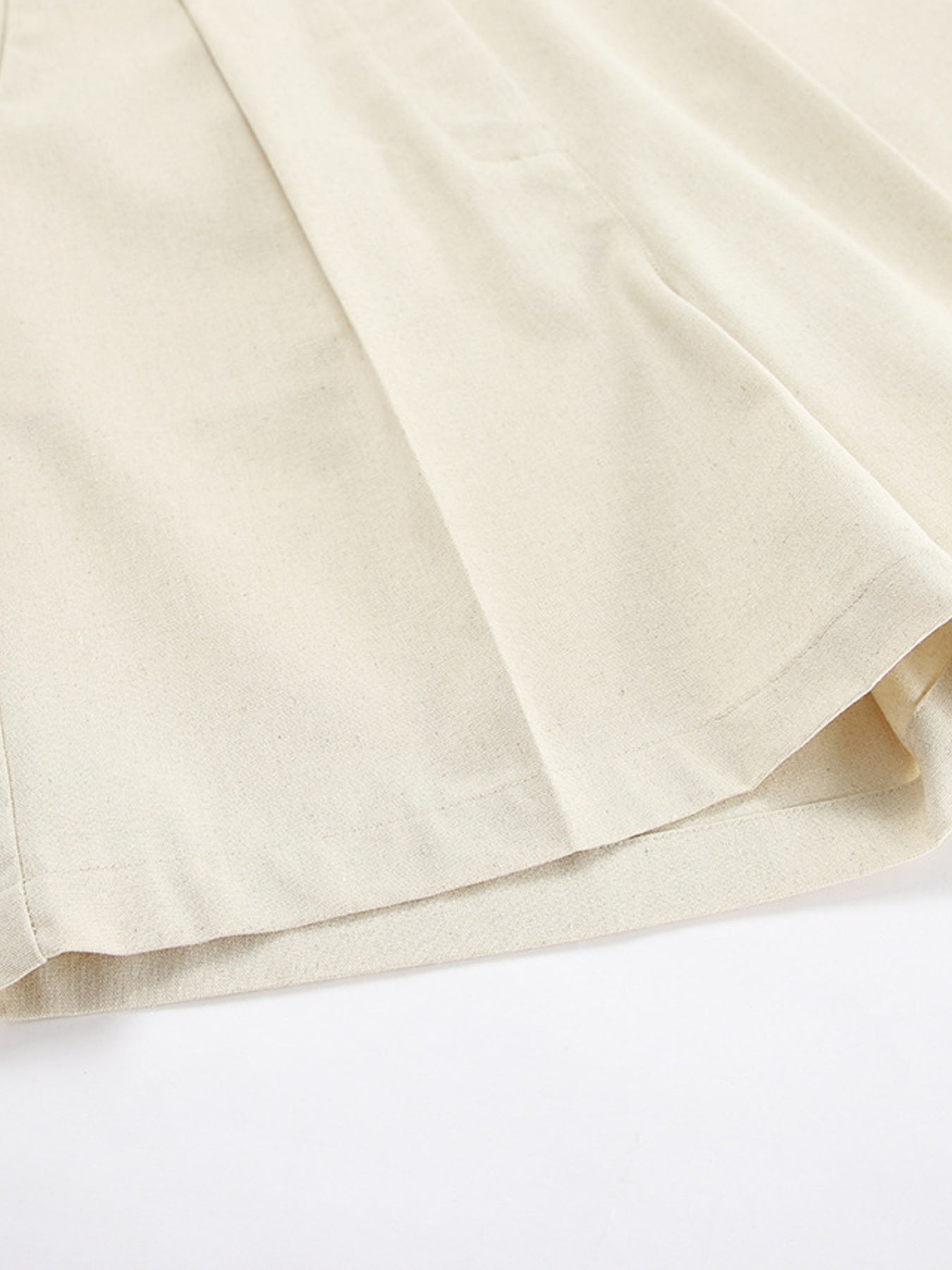 Button Up Vest and Shorts Set by Belle Bijouix, beige two-piece outfit