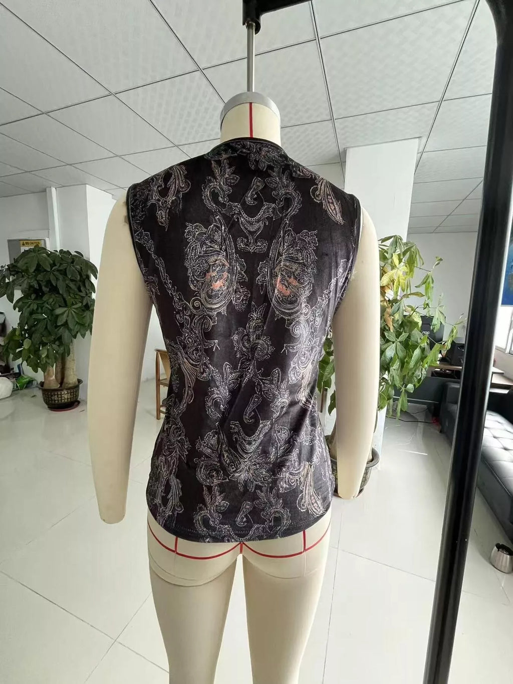 Paisley Print Ruffled Zip Front Tank