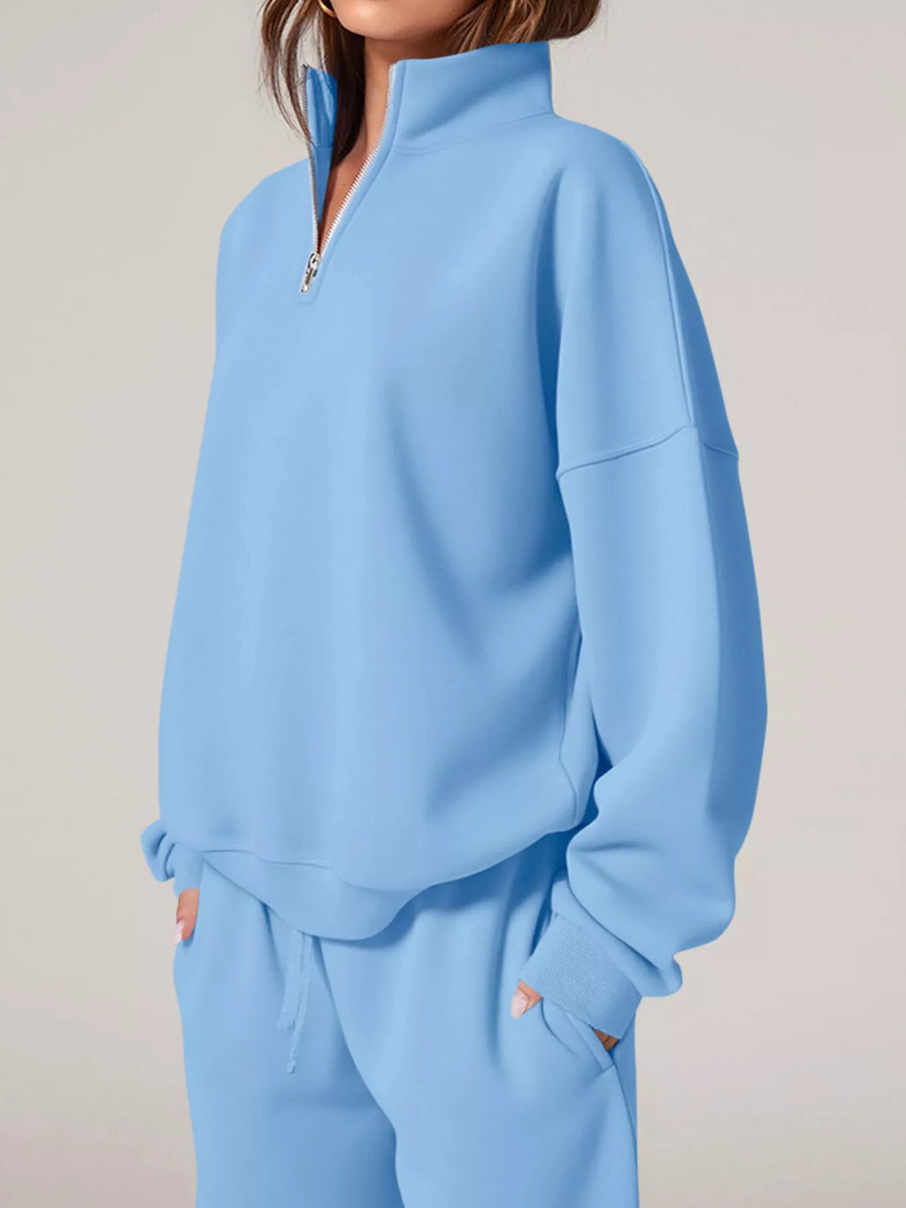 Half-Zip Sweatshirt & Wide-Leg Sweatpants Set by Belle Bijouix – view 7 of 27