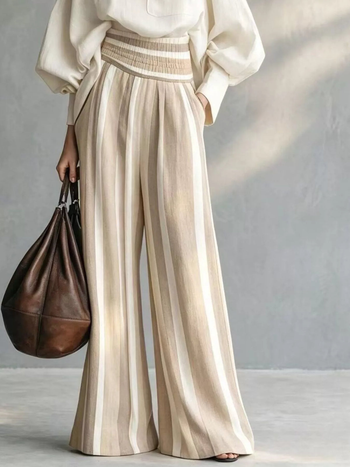 Mock Neck Top & Striped Wide-Leg Pants Set by Belle Bijouix – view 3 of 12