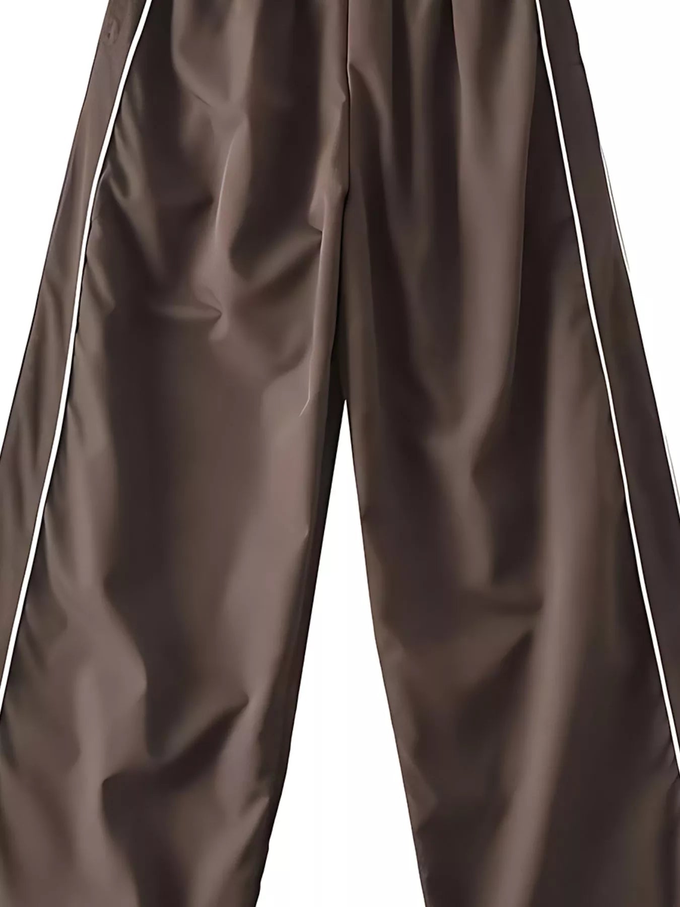 Elastic Waist Wide-Leg Pants in brown faux leather by Trendsi