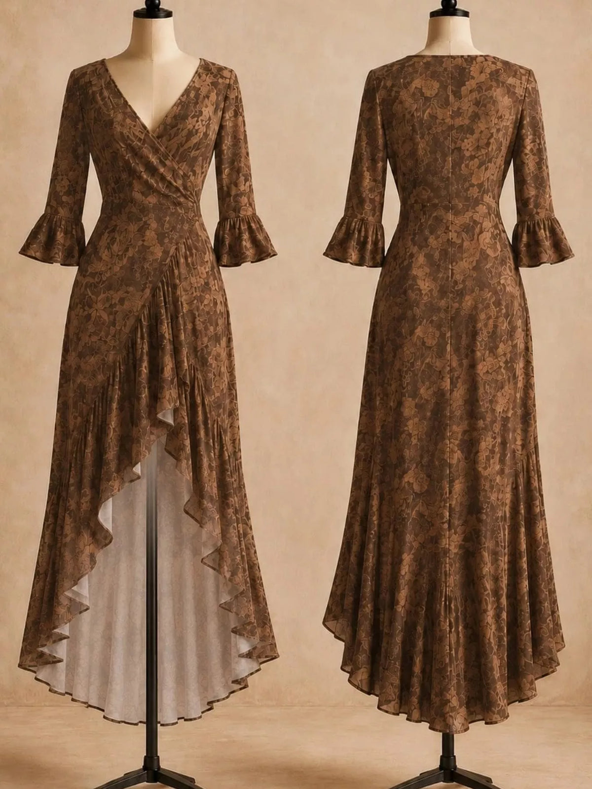Floral Surplice High-Low Ruffle Maxi Dress by Belle Bijouix – view 2 of 20