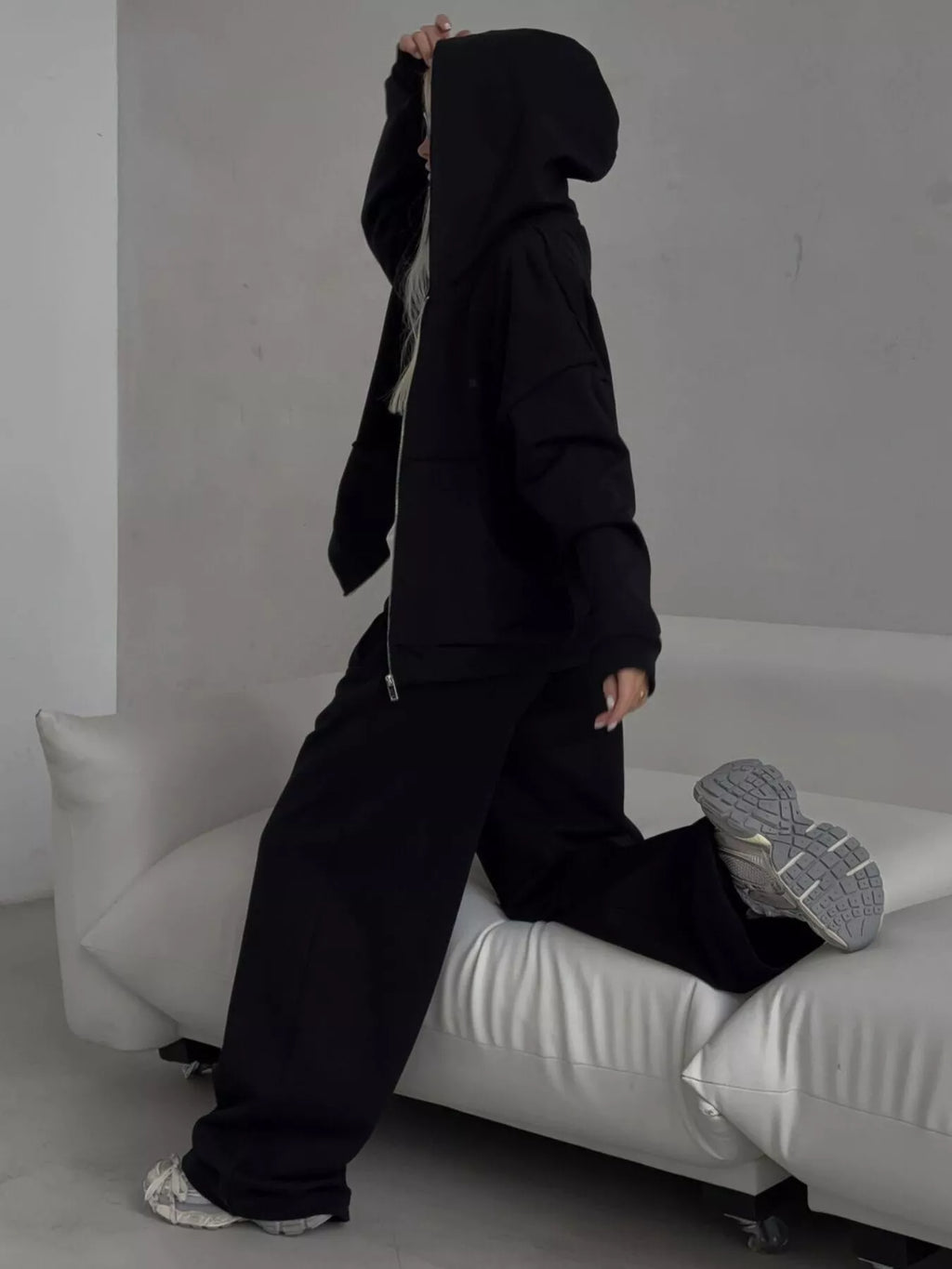 Zip-Up Hoodie & Wide-Leg Sweatpants Set by Belle Bijouix – view 10 of 29