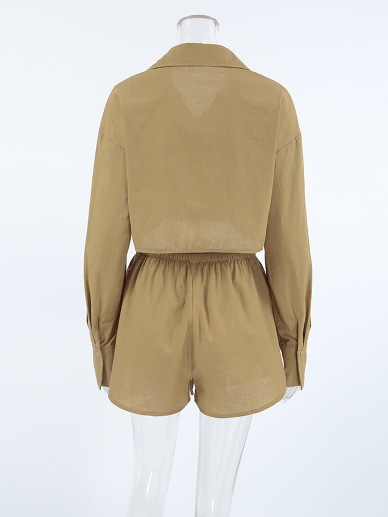 Long Sleeve Top and Shorts Set in tan by Belle Bijouix
