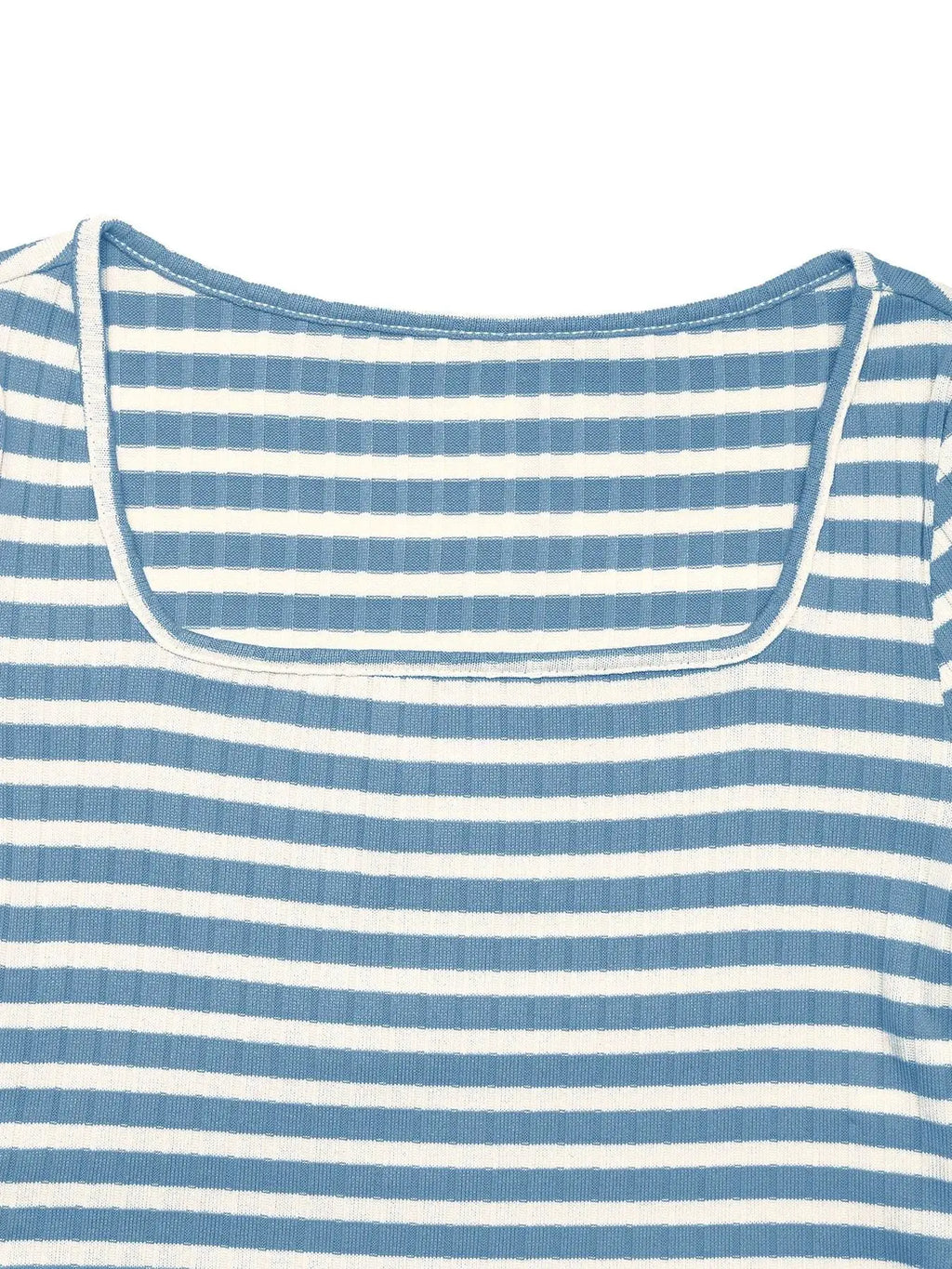 Striped blue and white square-neck top, from Belle Bijouix lounge set