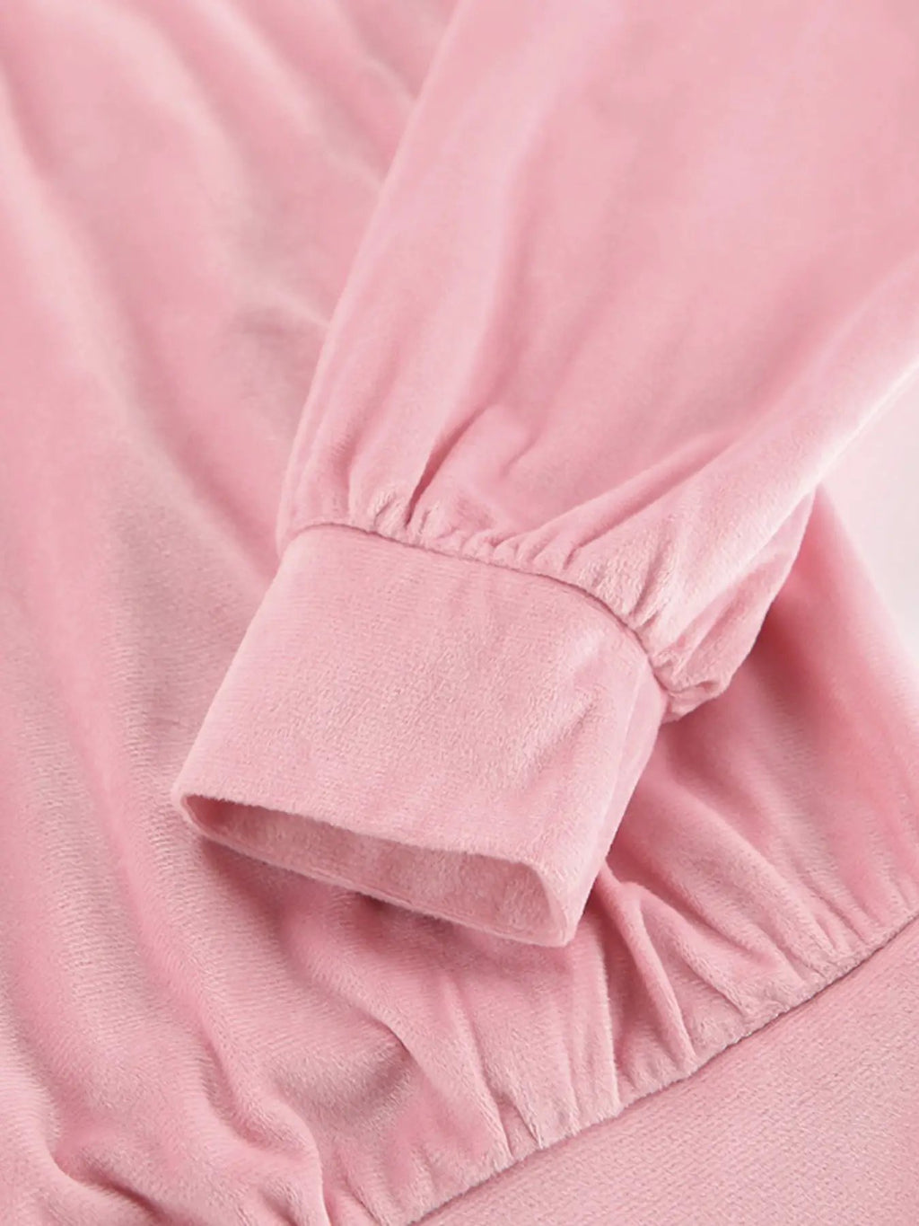 Quarter Zip Long Sleeve Top and Pants Set in pink velour by Belle Bijouix, sleepwear loungewear