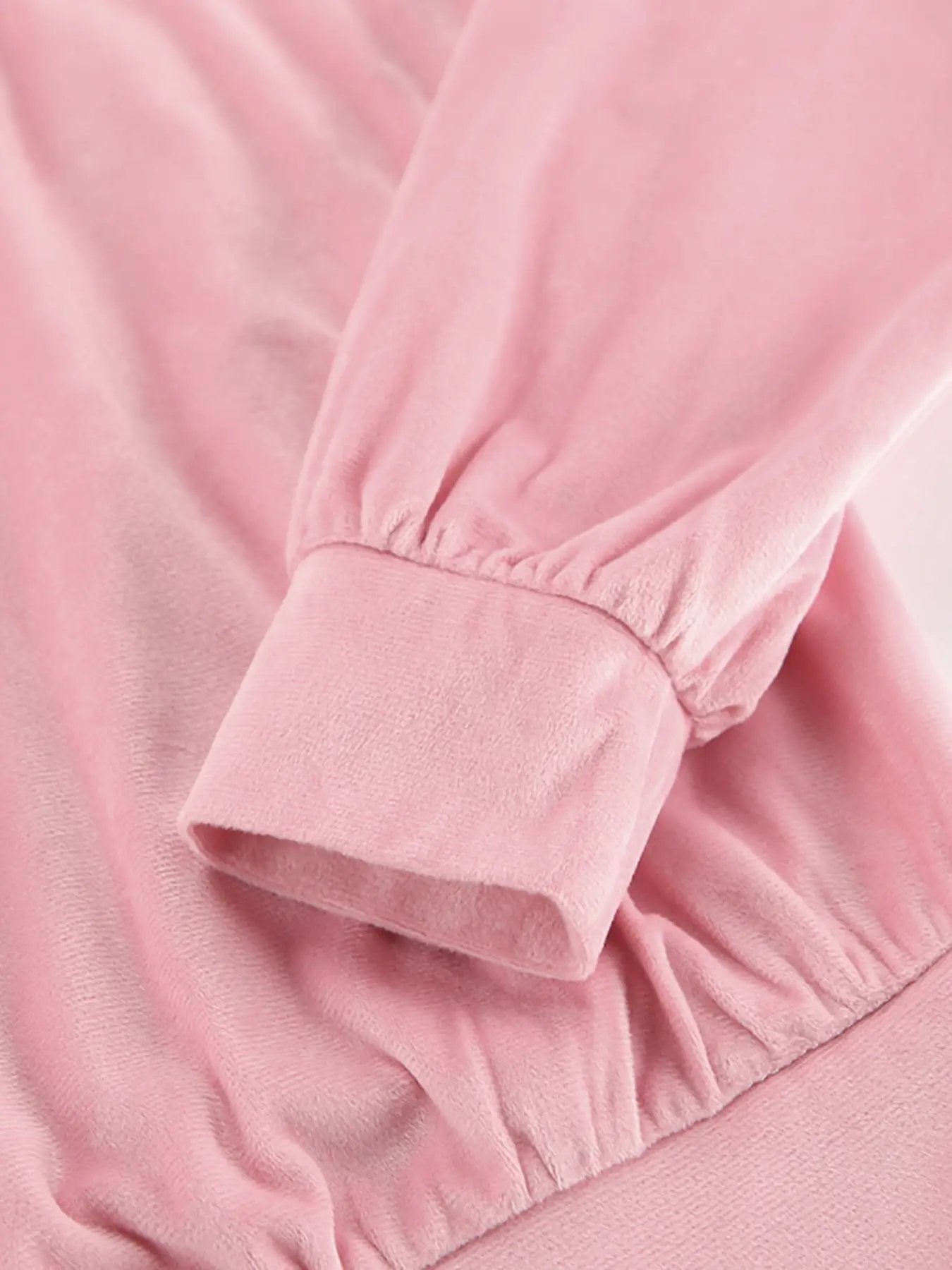 Quarter Zip Long Sleeve Top and Pants Set in pink velour by Belle Bijouix, sleepwear loungewear