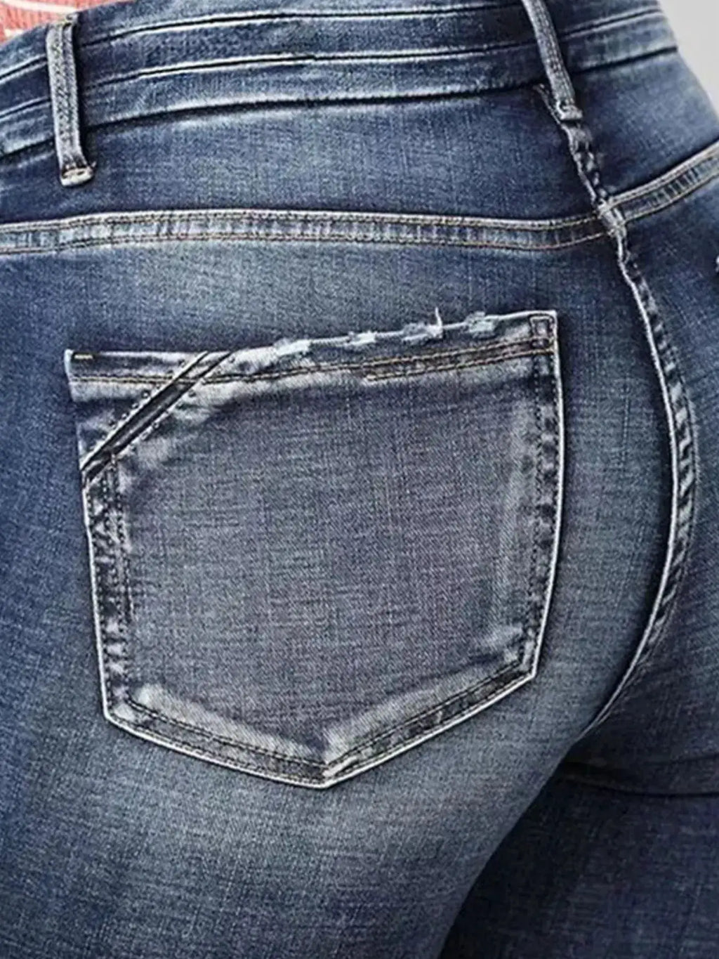 High-Rise Flare Gradient Wash Jeans by Belle Bijouix, blue denim with back pocket detail