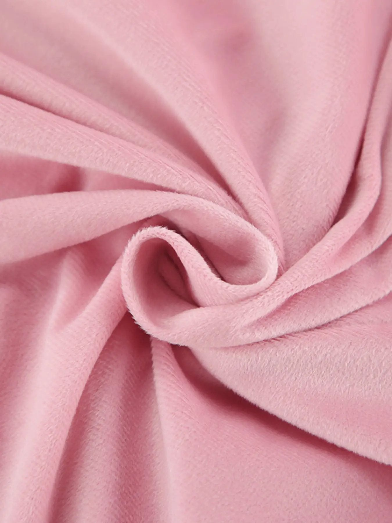 Quarter Zip Long Sleeve Top and Pants Set in pink soft velvet fleece fabric
