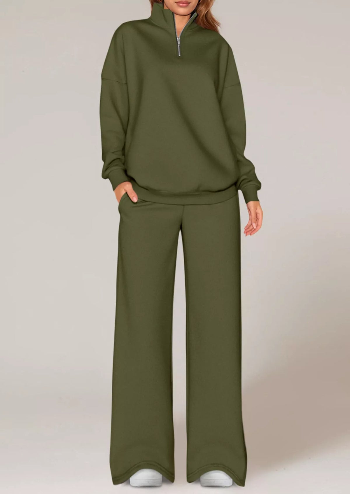 Half-Zip Sweatshirt & Wide-Leg Sweatpants Set by Belle Bijouix – view 23 of 27