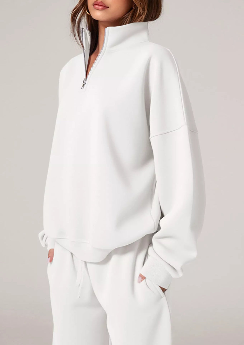 Half-Zip Sweatshirt & Wide-Leg Sweatpants Set by Belle Bijouix – view 18 of 27