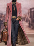 Leopard-Lined Longline Coat in Pink Velvet by Belle Bijouix – view 1 of 13