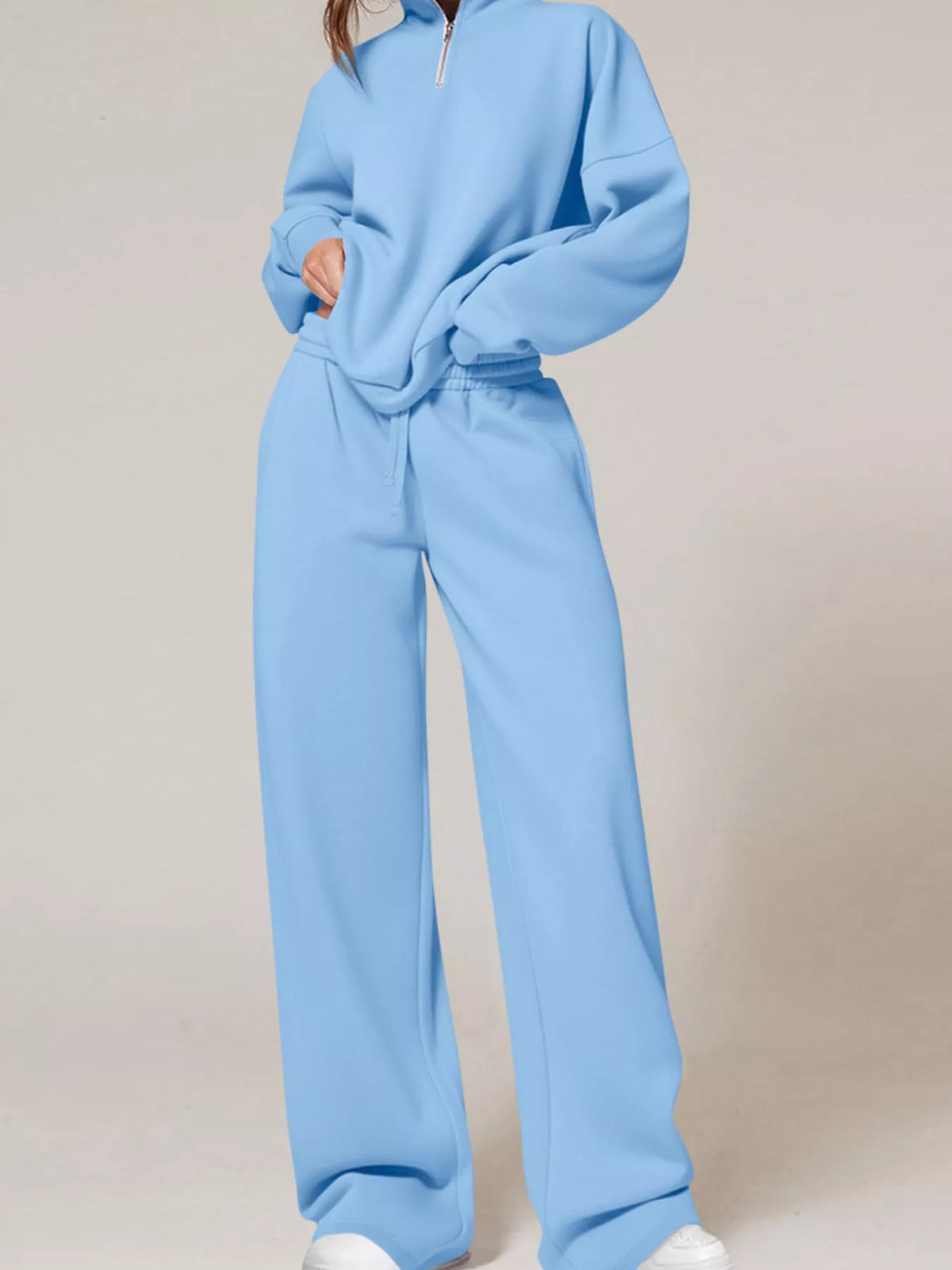 Half-Zip Sweatshirt & Wide-Leg Sweatpants Set by Belle Bijouix – view 5 of 27