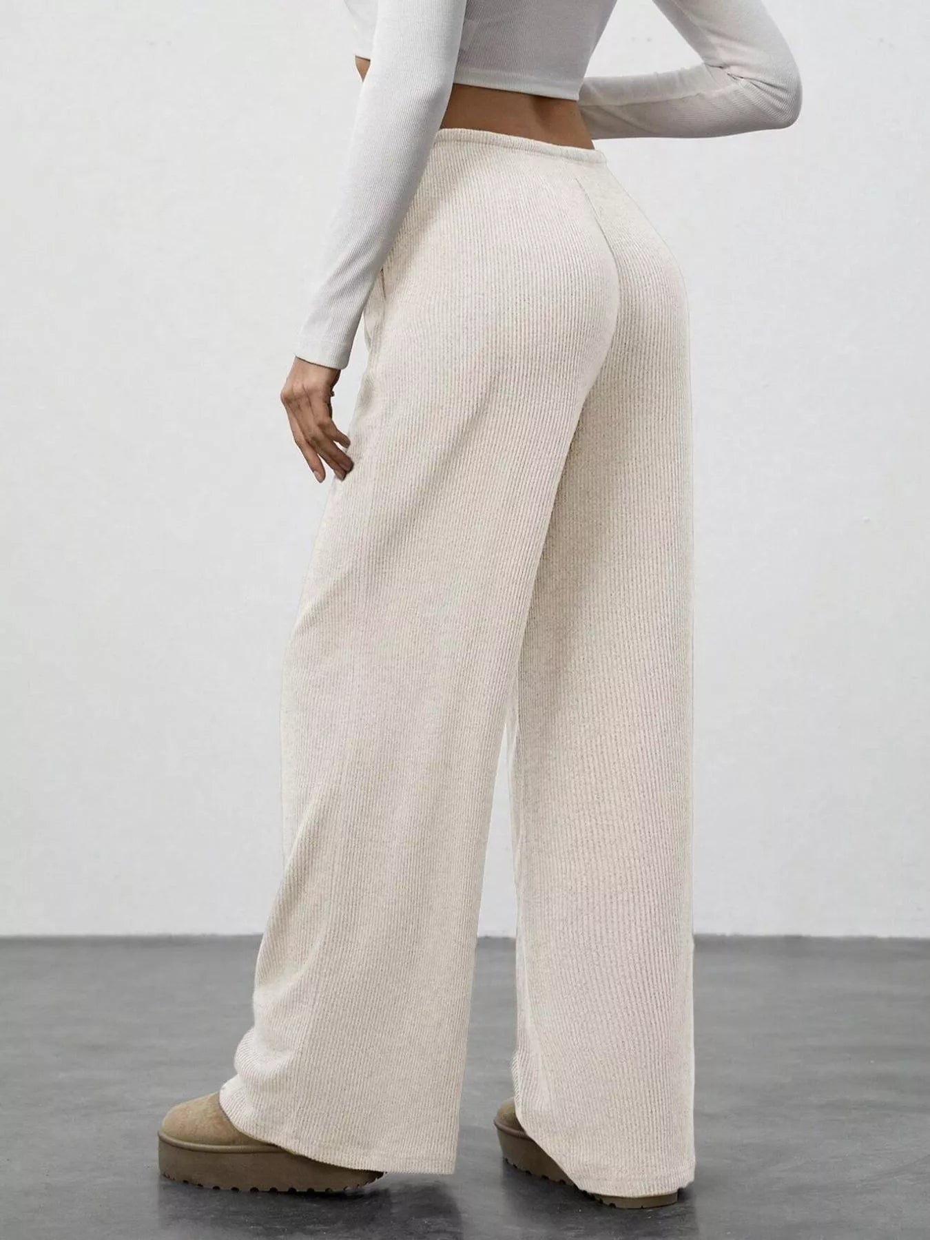 Relaxed Fit Drawstring Pants beige corduroy joggers with pockets