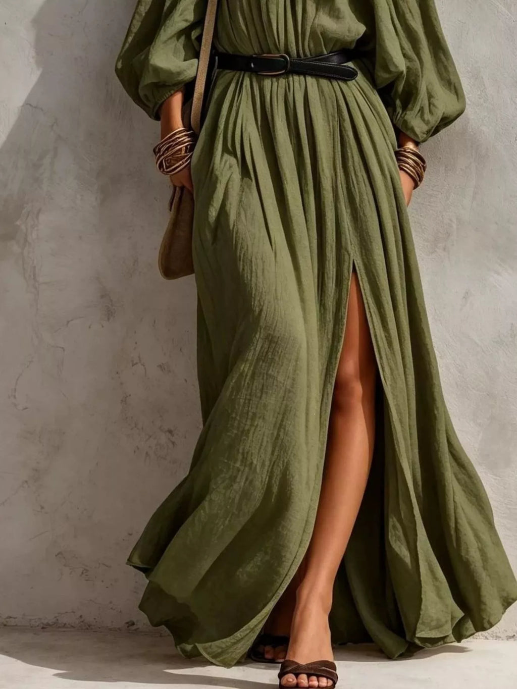 Boho Off-Shoulder Maxi Dress with Side Slit by Belle Bijouix – view 3 of 9