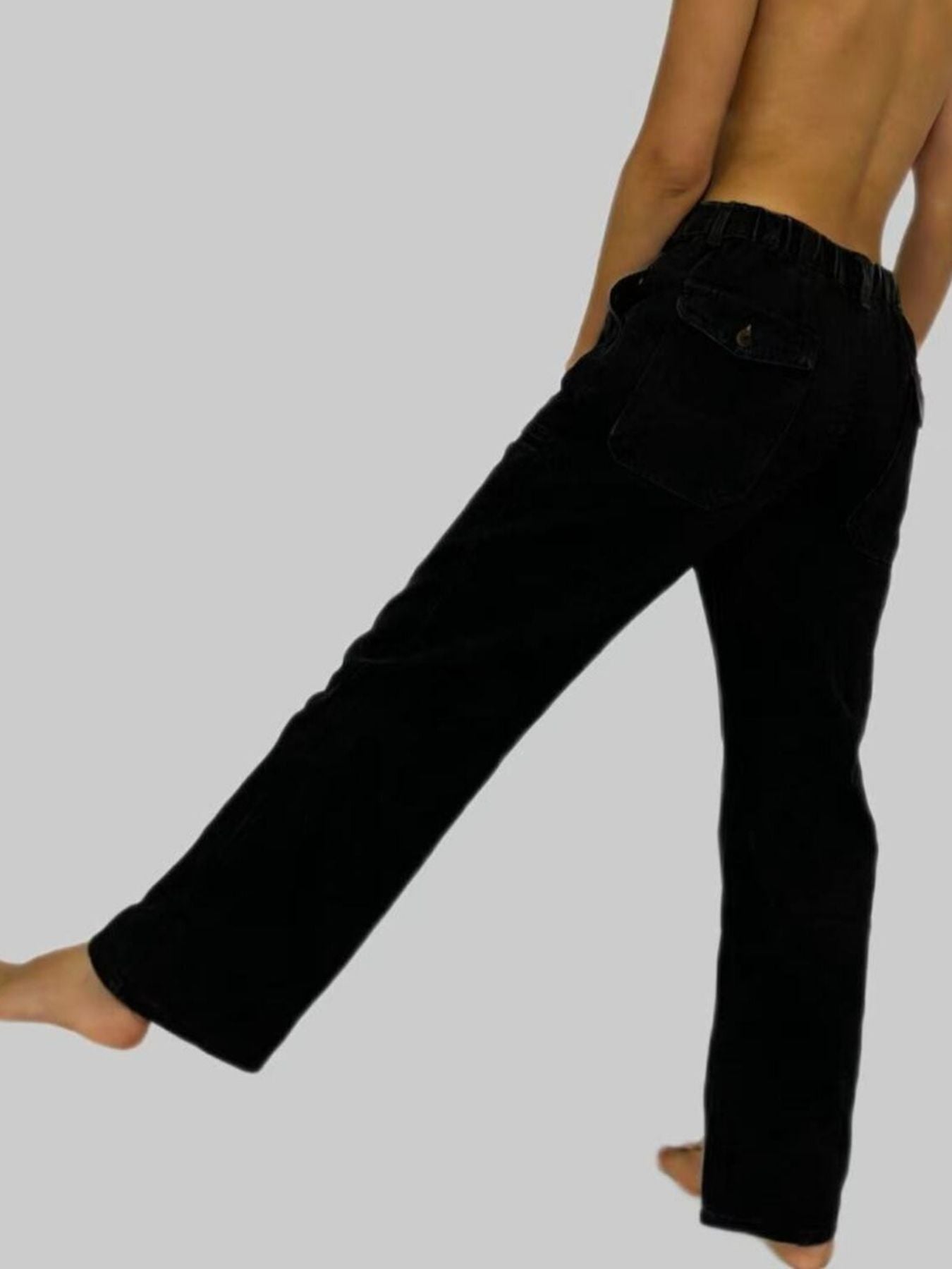 Belle Bijouix black wide-leg jeans with back flap pocket