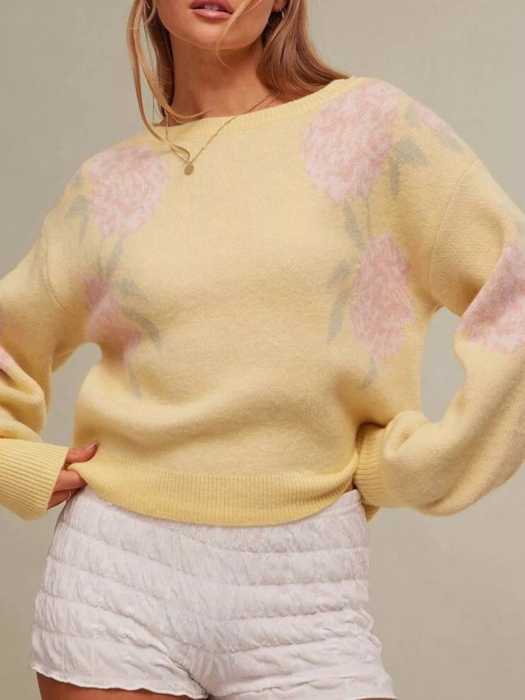 Floral Dropped Shoulder Knit Sweater by Belle Bijouix – view 16 of 16