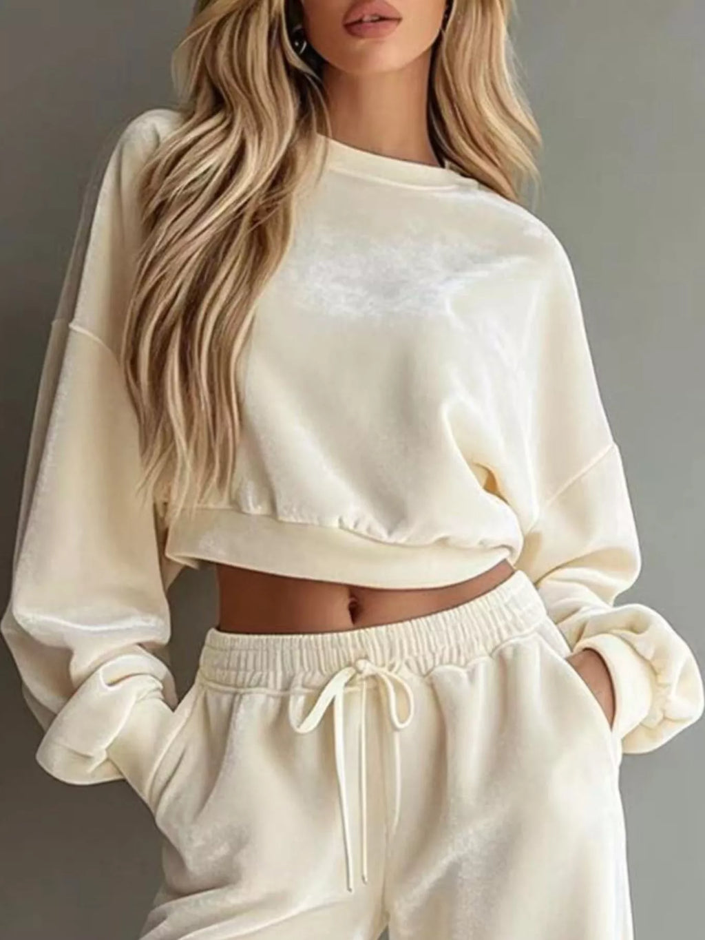 Cropped Sweatshirt & Wide-Leg Pants Set