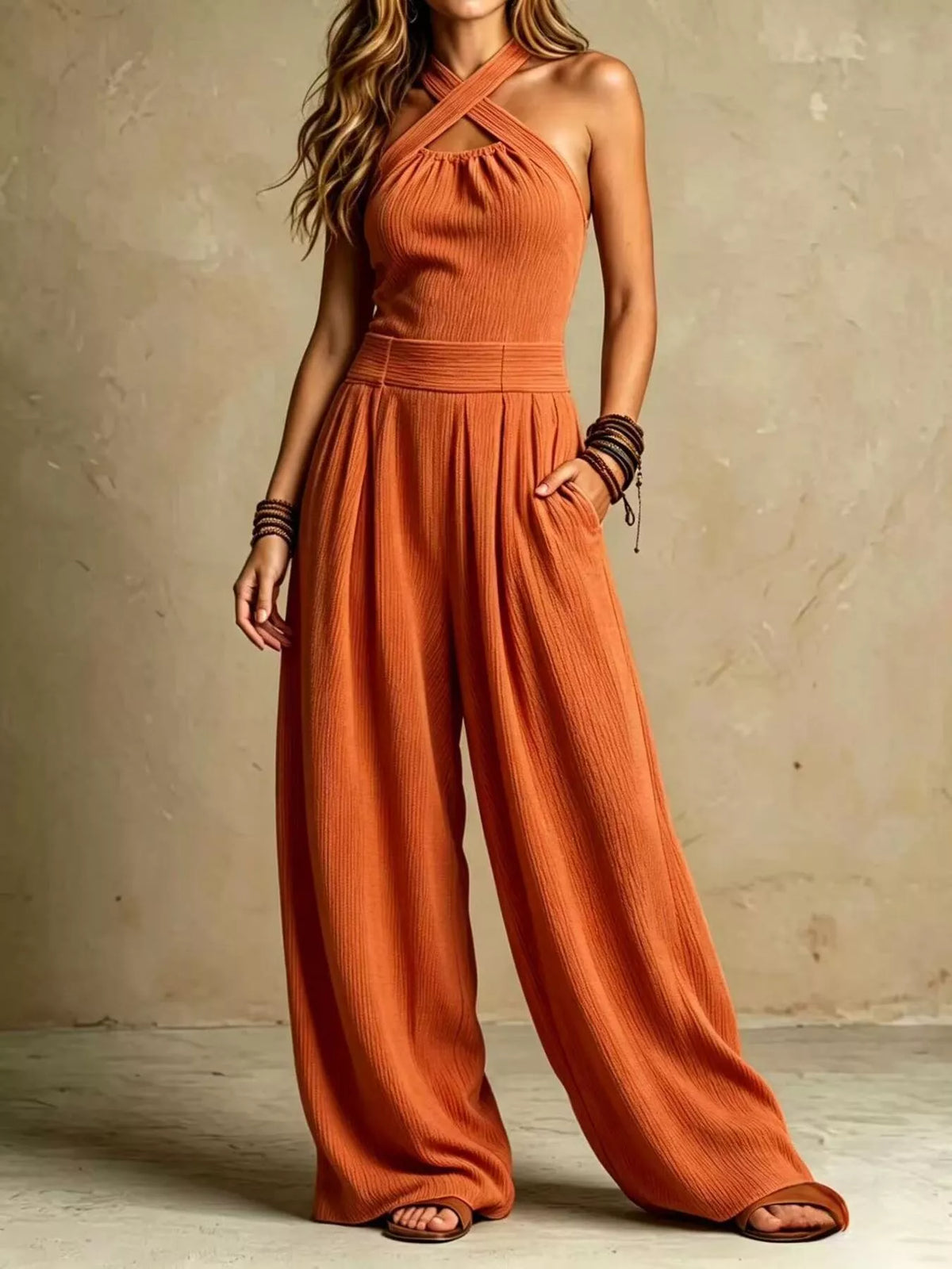 Halter Neck Wide-Leg Jumpsuit