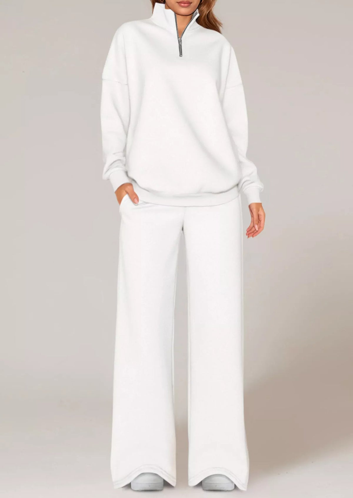 Half-Zip Sweatshirt & Wide-Leg Sweatpants Set by Belle Bijouix – view 19 of 27