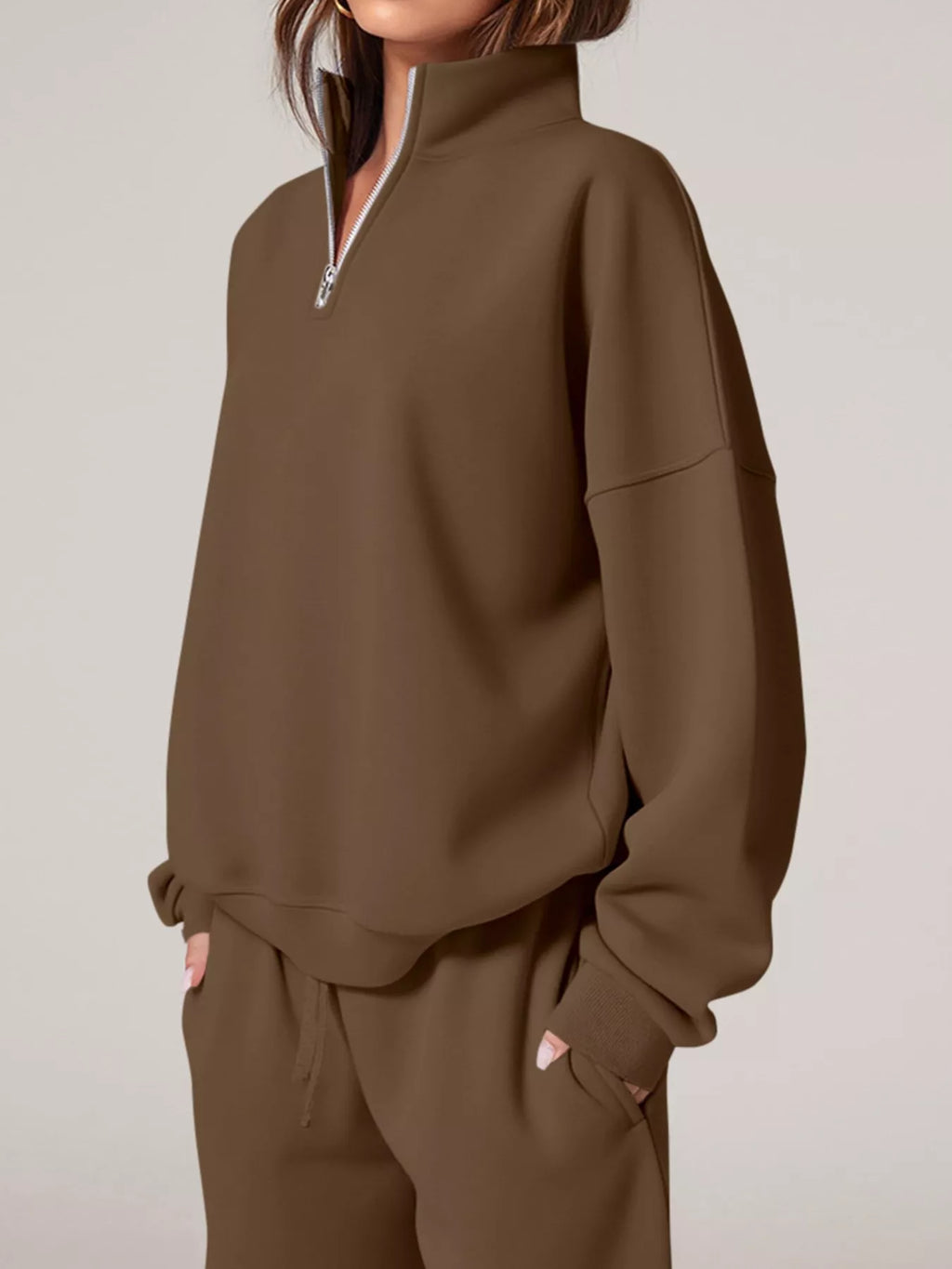 Half-Zip Sweatshirt & Wide-Leg Sweatpants Set by Belle Bijouix – view 2 of 27