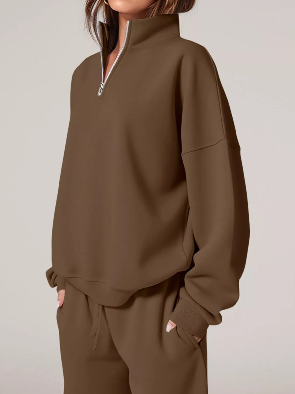 Half-Zip Sweatshirt & Wide-Leg Sweatpants Set by Belle Bijouix – view 2 of 27