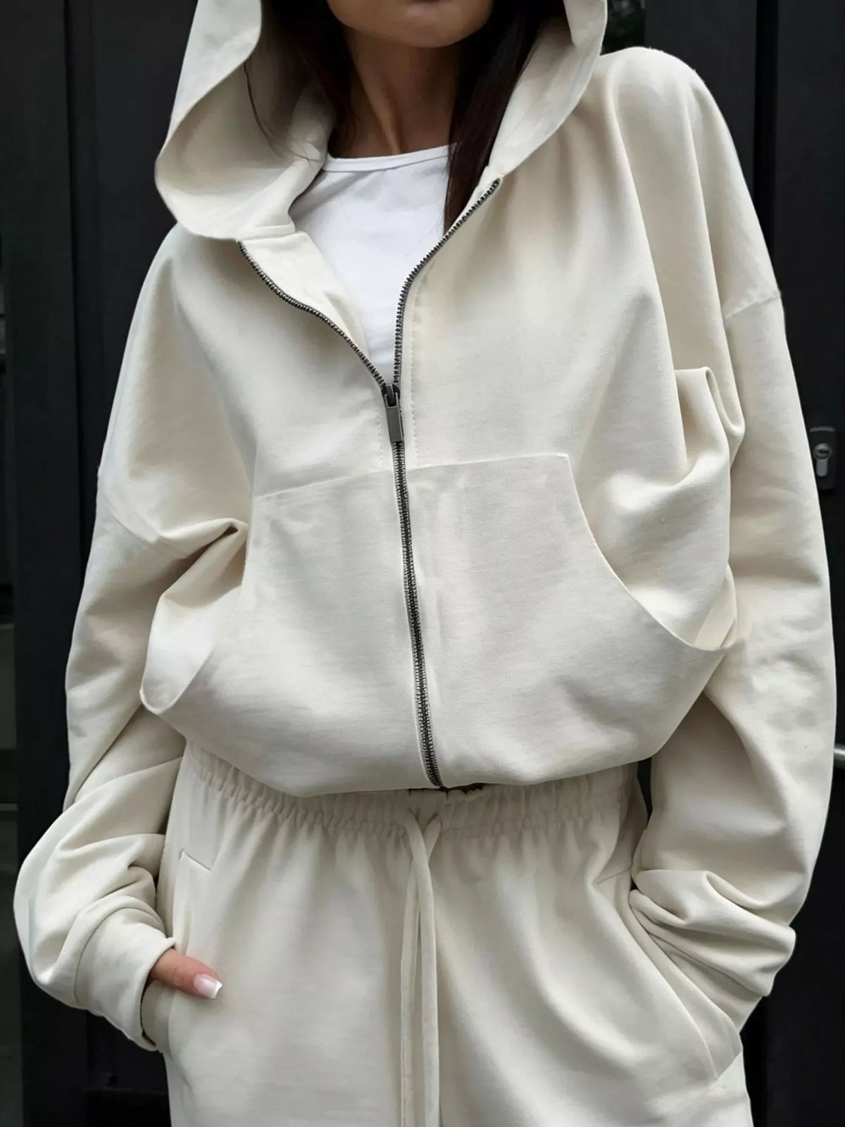 Zip-Up Hoodie & Wide-Leg Sweatpants Set by Belle Bijouix – view 4 of 29