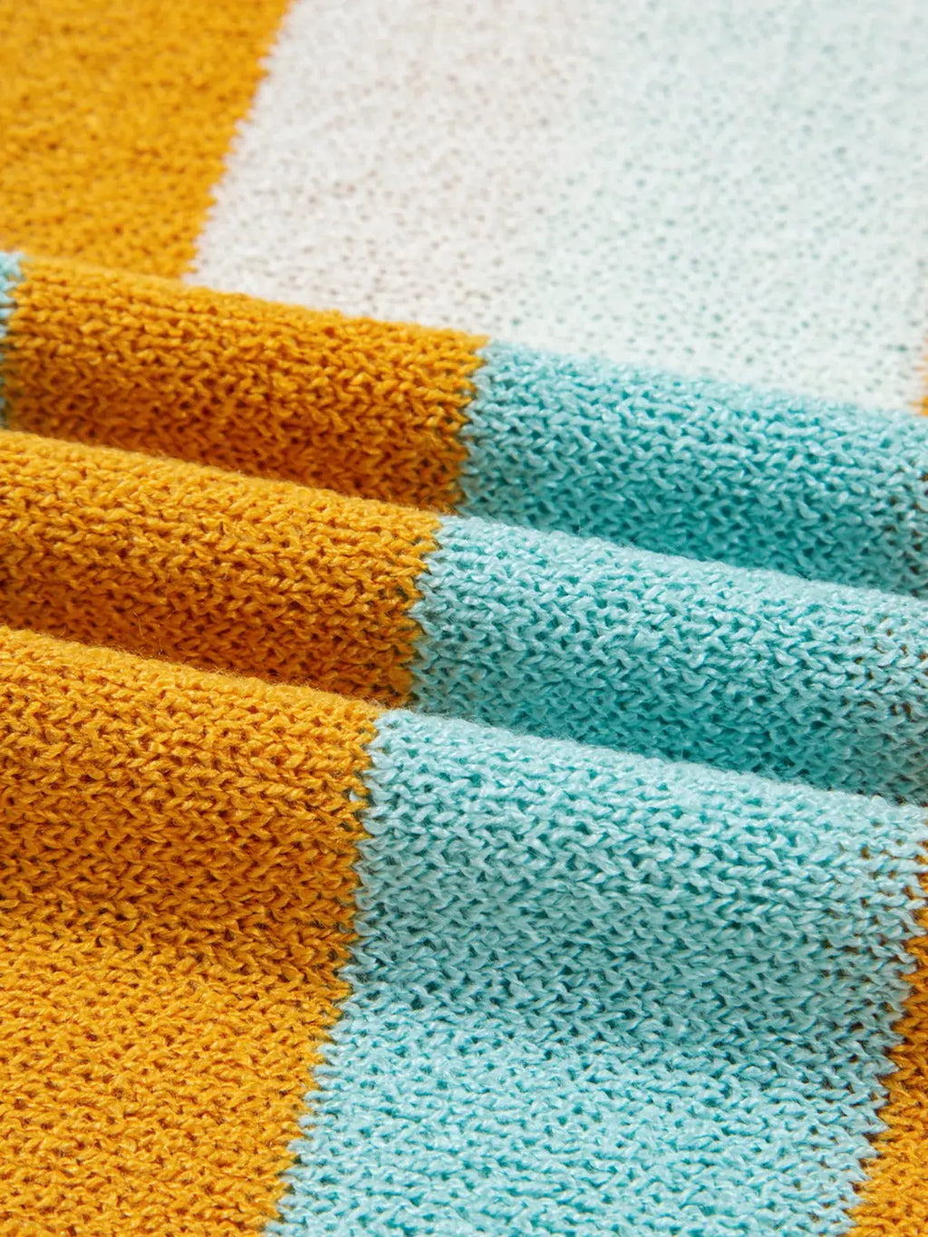 Color Block Striped Sweater by Belle Bijouix in orange and teal knit