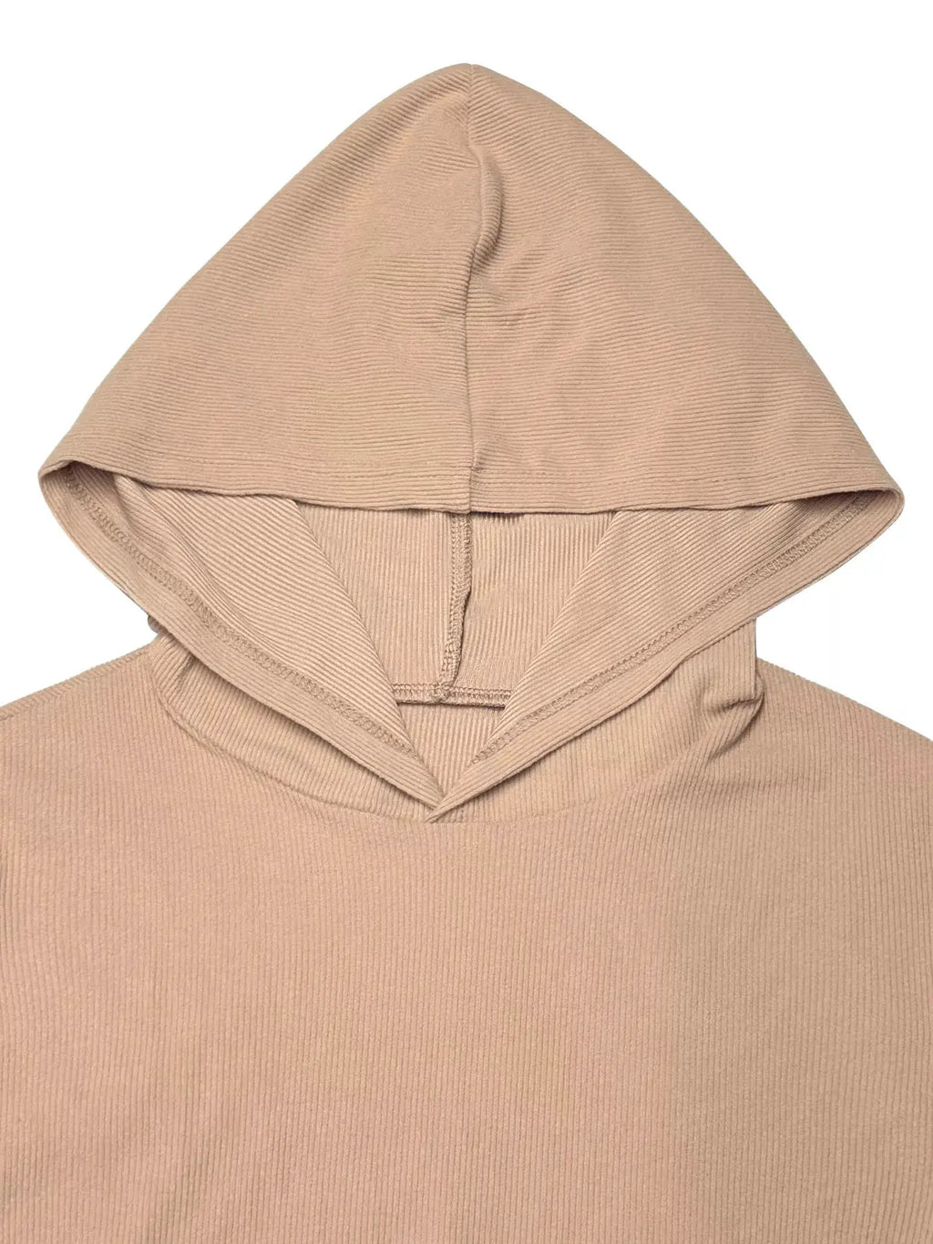 Long Sleeve Hoodie and Pants Set in beige ribbed knit by Belle Bijouix, sleepwear & loungewear