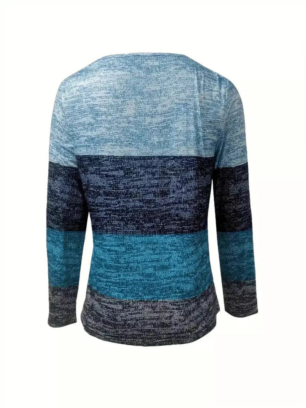 Quarter Zip Color Block Top, striped blue gradient knit sweater with long sleeves