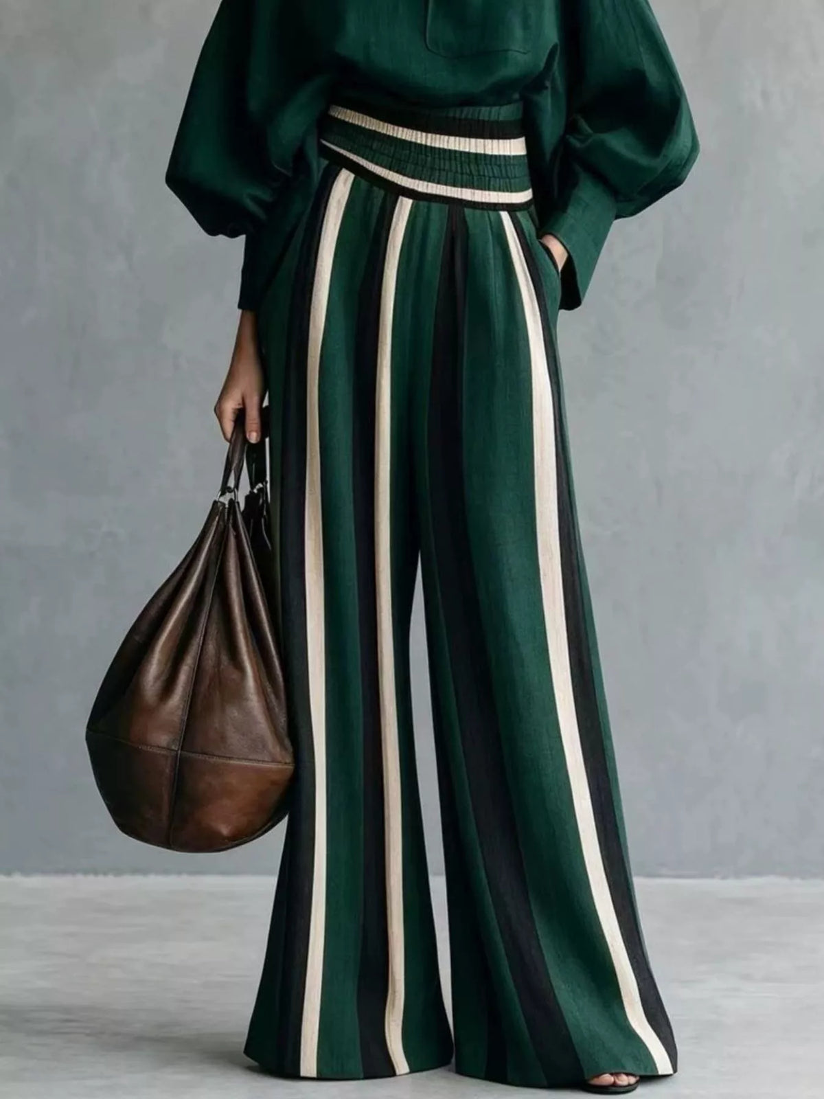 Mock Neck Top & Striped Wide-Leg Pants Set by Belle Bijouix – view 12 of 12