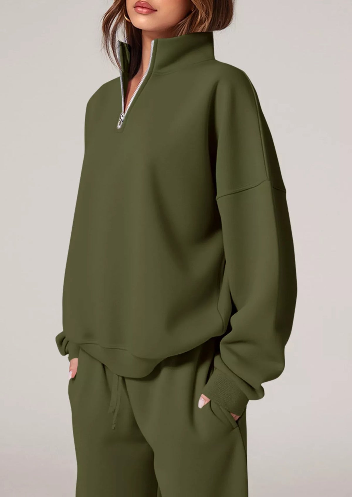 Half-Zip Sweatshirt & Wide-Leg Sweatpants Set by Belle Bijouix – view 22 of 27