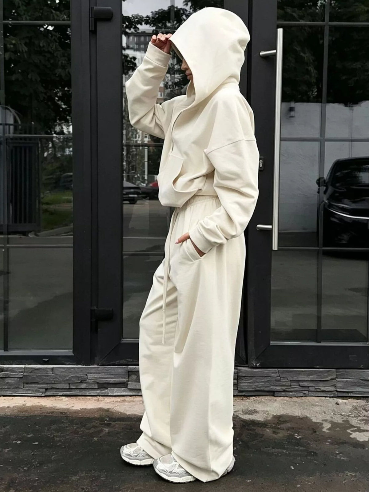 Zip-Up Hoodie & Wide-Leg Sweatpants Set by Belle Bijouix – view 2 of 29