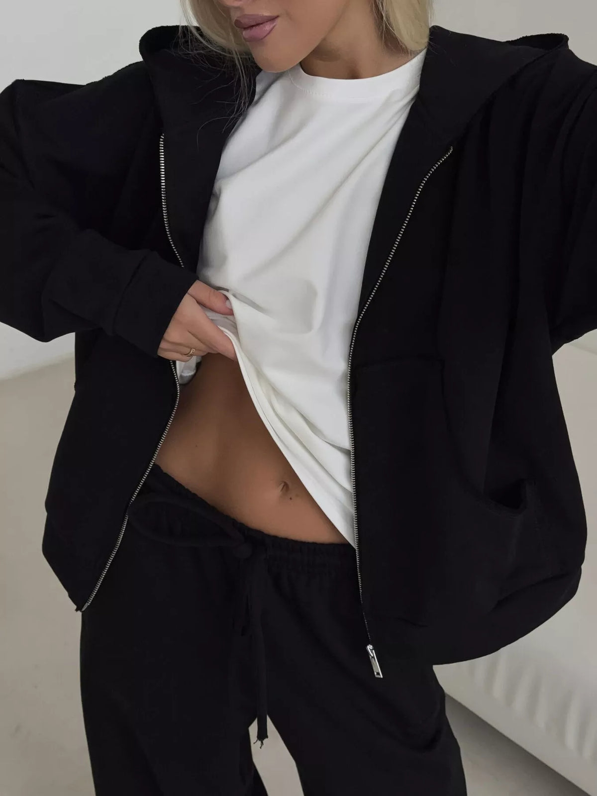 Zip-Up Hoodie & Wide-Leg Sweatpants Set by Belle Bijouix – view 8 of 29