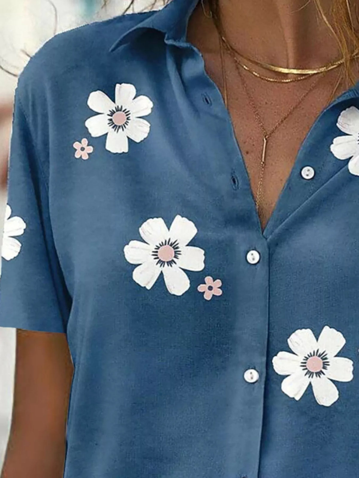 Floral Print Button-Down Casual Shirt