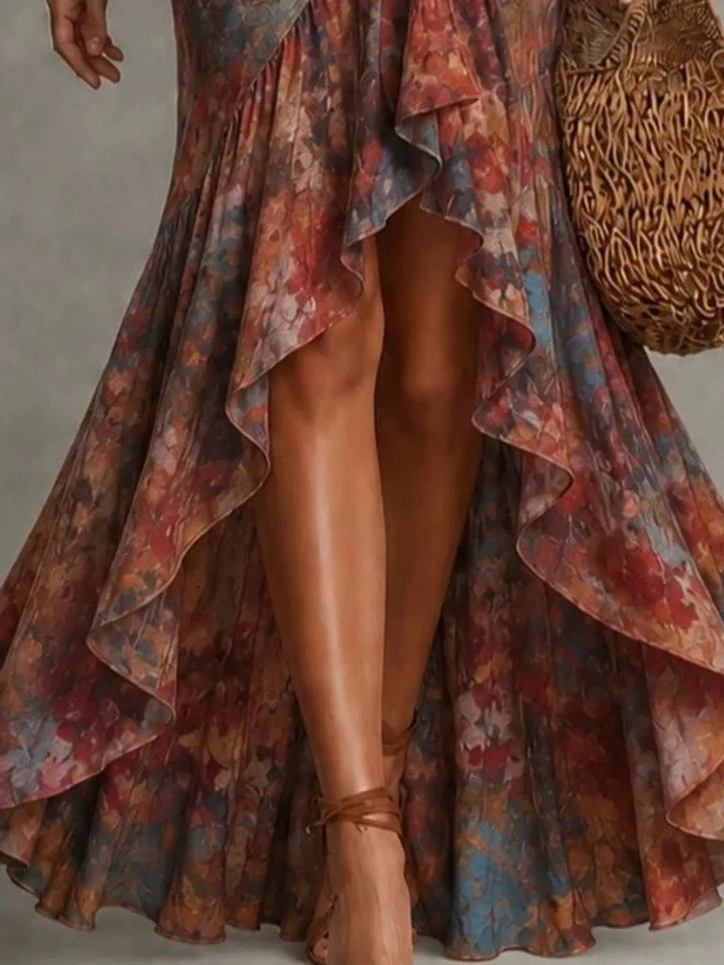 Floral Surplice High-Low Ruffle Maxi Dress by Belle Bijouix – view 13 of 20