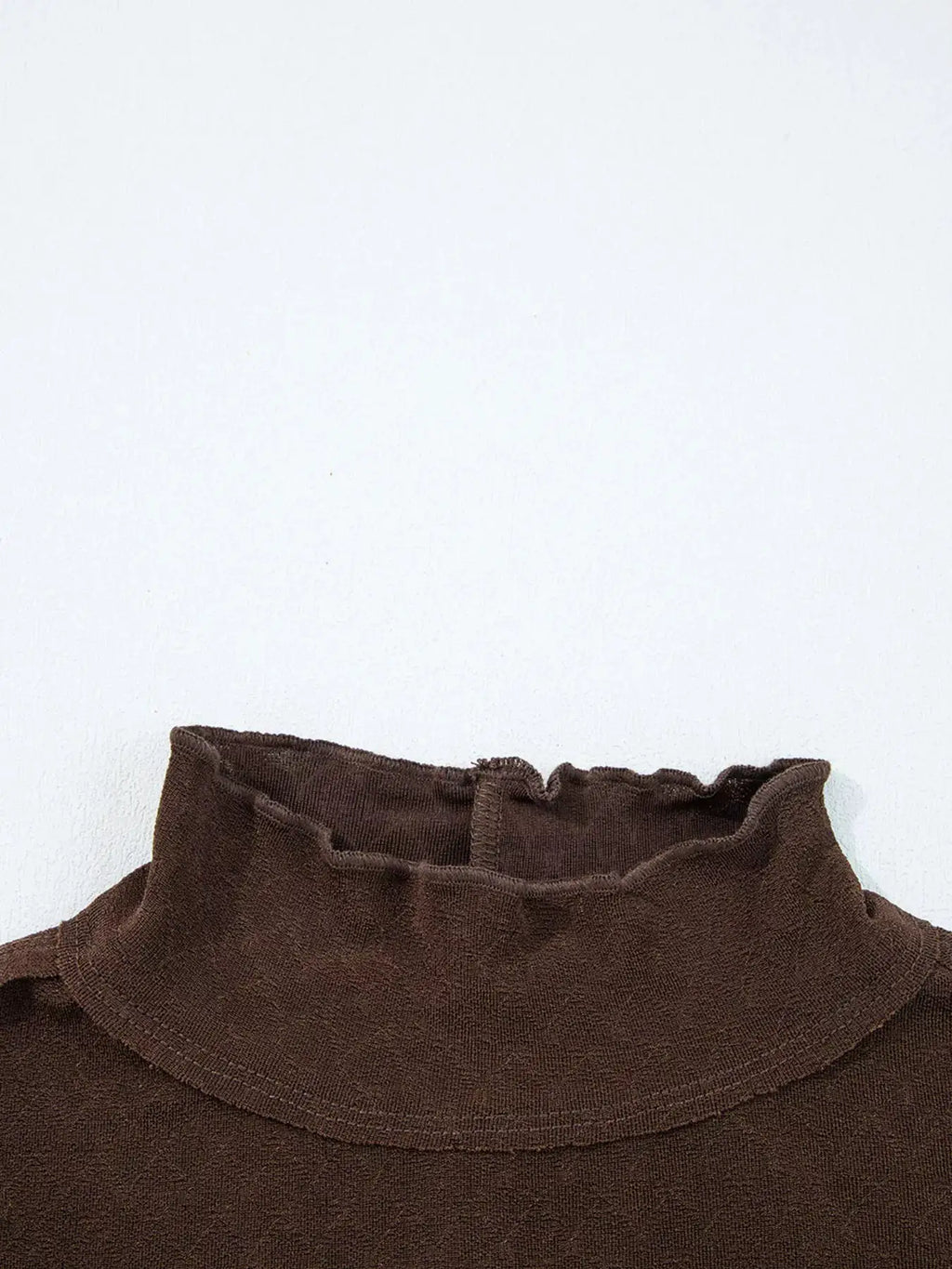 Lettuce Trim Raw Seam Patchwork Jacquard long-sleeve top in brown