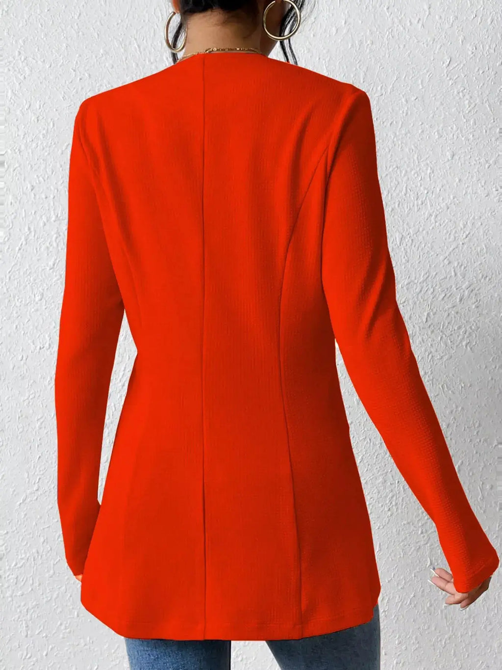 Single-Button Long Sleeve Blazer by Belle Bijouix in bright orange