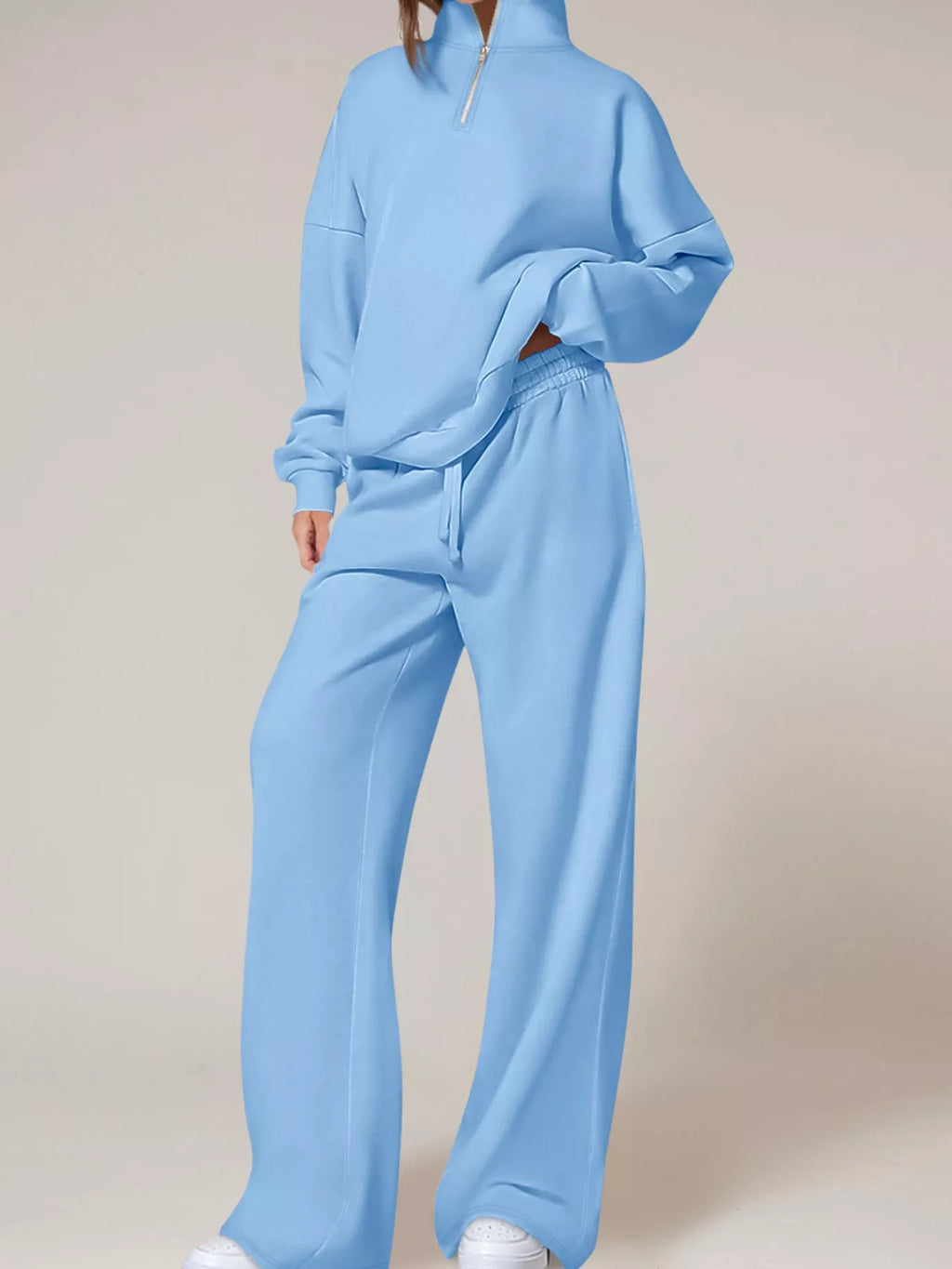 Half-Zip Sweatshirt & Wide-Leg Sweatpants Set by Belle Bijouix – view 6 of 27