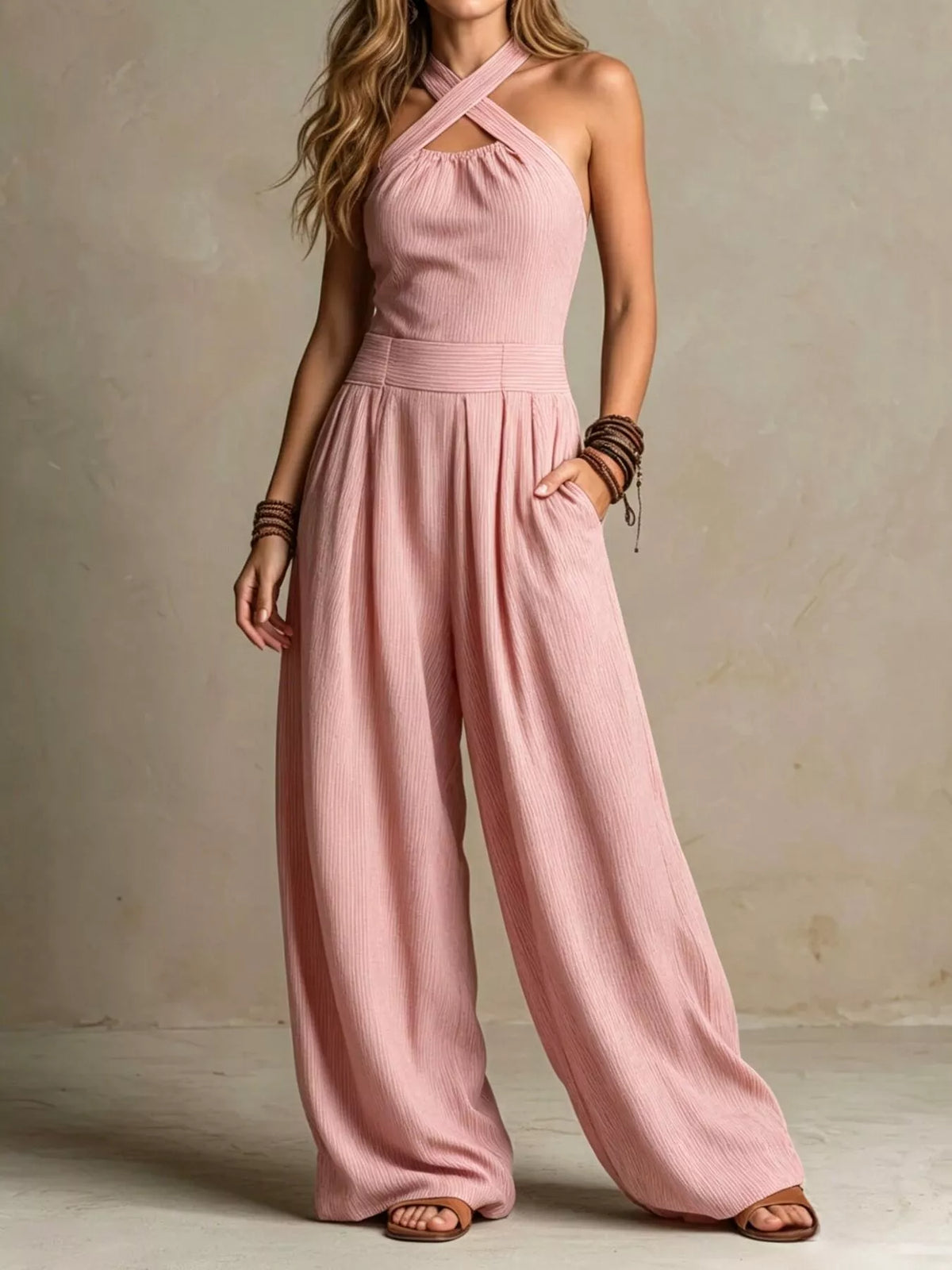 Halter Neck Wide-Leg Jumpsuit