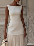 Sleeveless pleated ivory maxi dress by Bellebijouix for wedding & bridal party