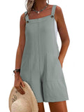 Casual wide-strap overalls with pockets in sage green, buttoned straps by Bellebijouix
