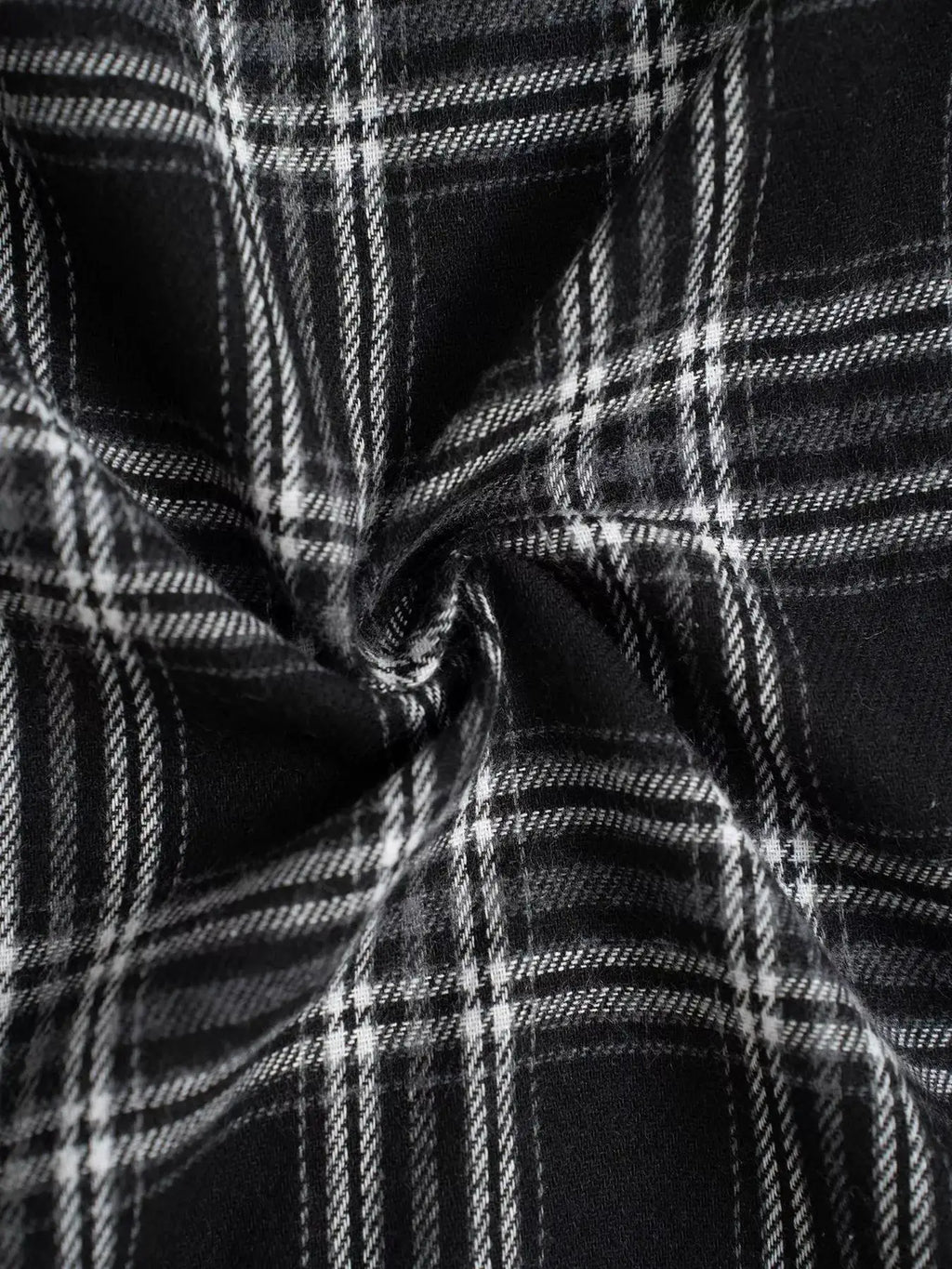 Relaxed Fit Plaid Pants, black and white check fabric