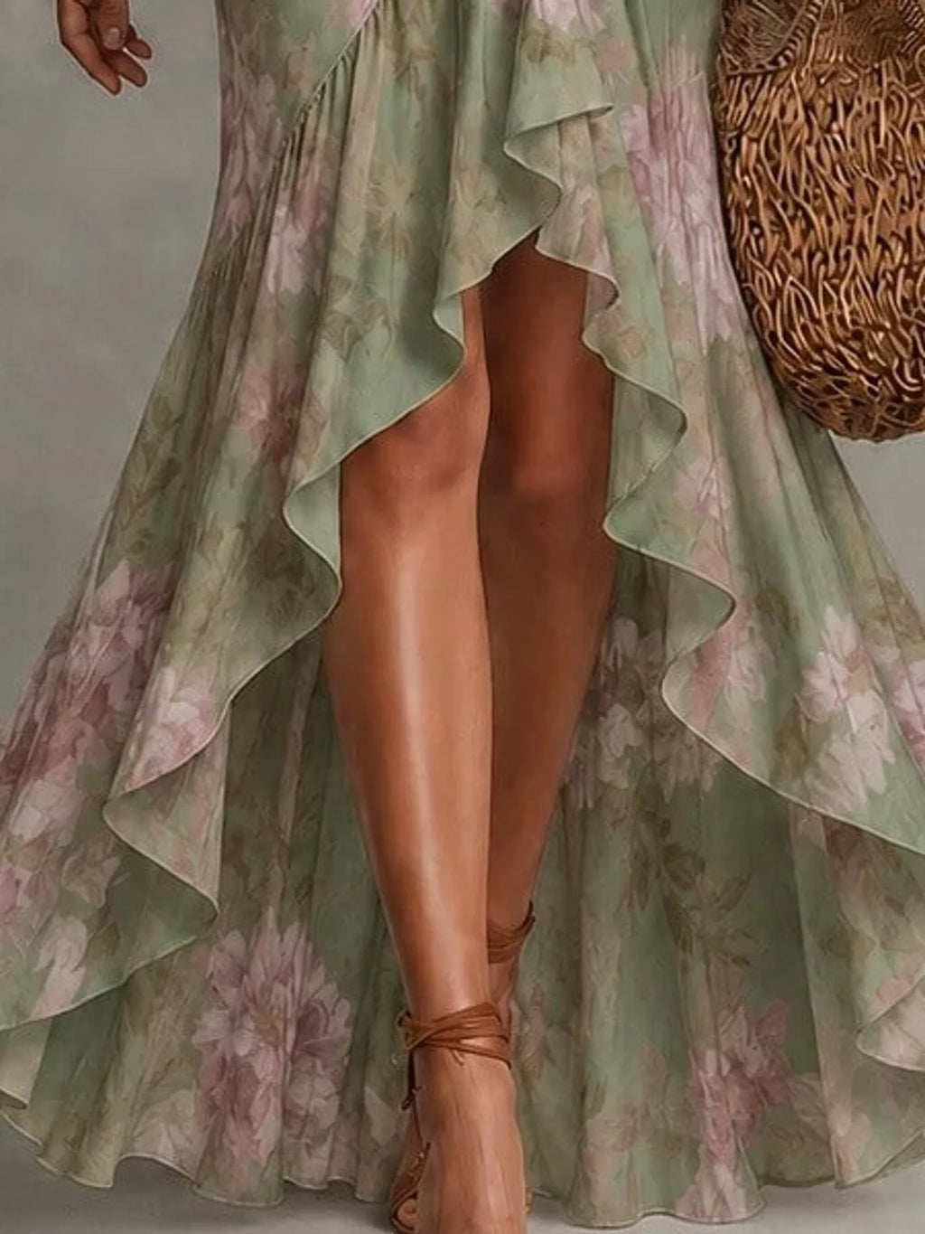 Floral Surplice High-Low Ruffle Maxi Dress by Belle Bijouix – view 16 of 20