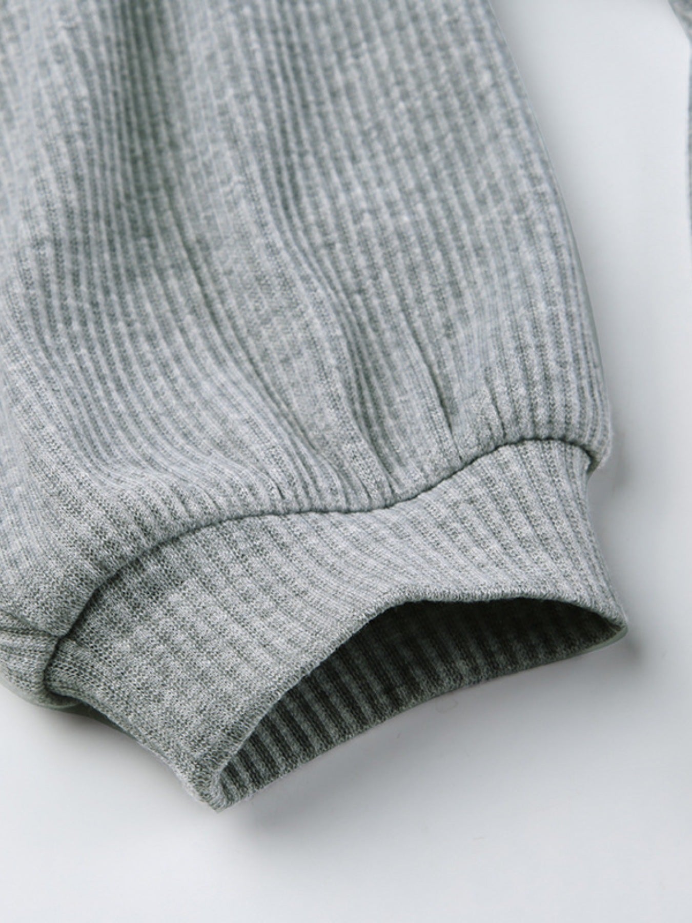 Ribbed Knit Top and Shots Set with Hoodie in grey knit fabric