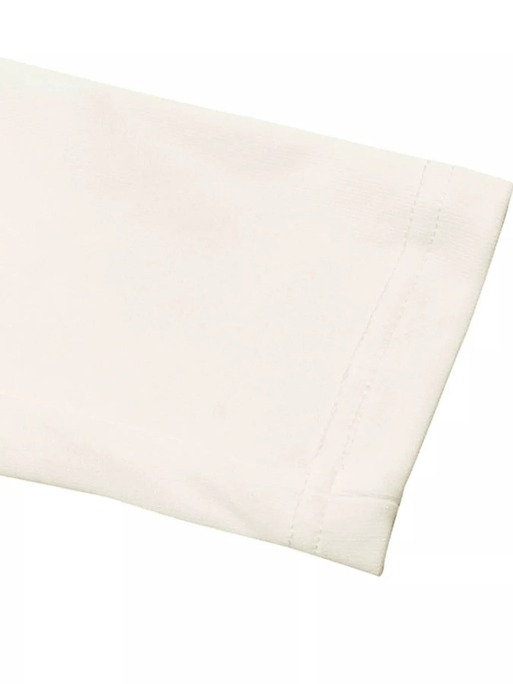 Cowl Neck Long Sleeve T-Shirt sleeve close-up in white fabric with stitched seam