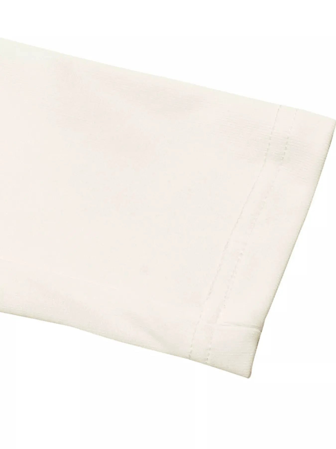 Cowl Neck Long Sleeve T-Shirt sleeve close-up in white fabric with stitched seam