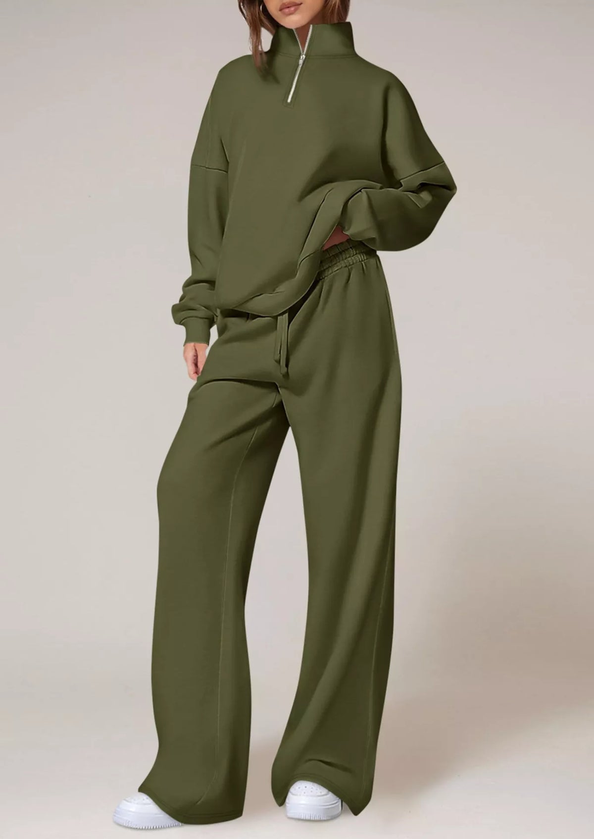 Half-Zip Sweatshirt & Wide-Leg Sweatpants Set by Belle Bijouix – view 21 of 27